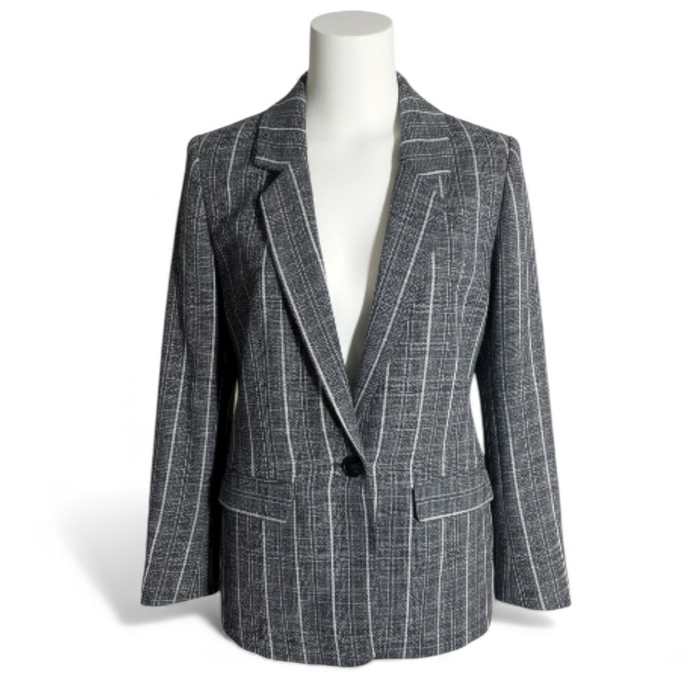 FRNCH Navy and White Textured Blazer Sz.S